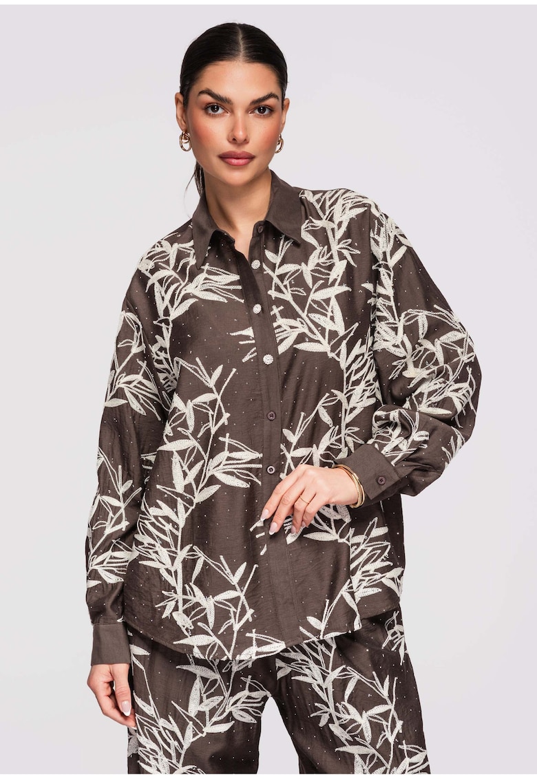 Camasa cu croiala lejera OW-SH-E0016 - Maro