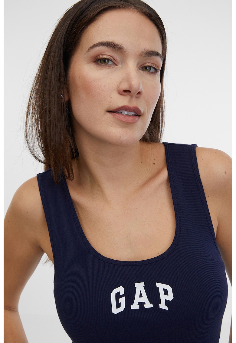 Top cu imprimeu - Alb optic/Bleumarin