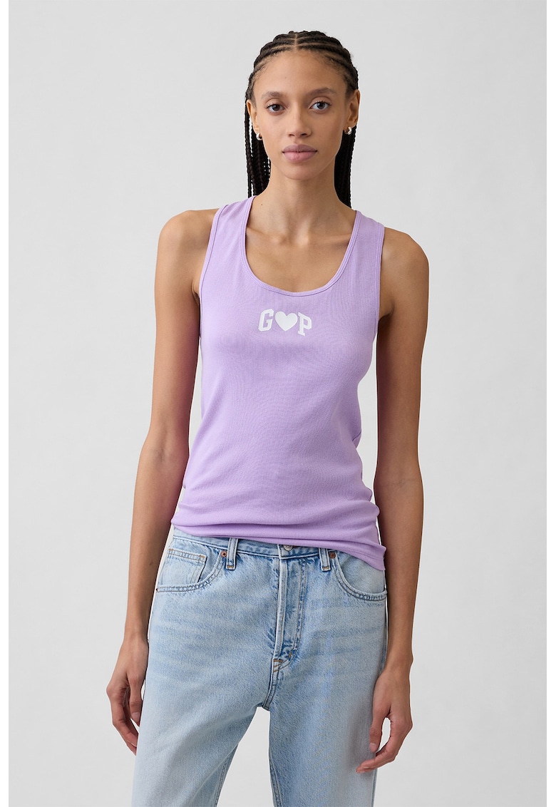 Top cu imprimeu - Lila - Alb optic -