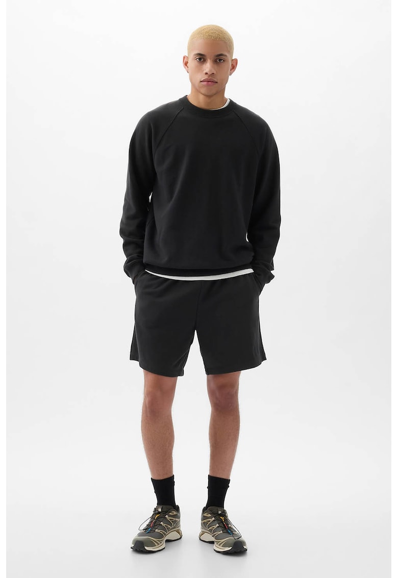 Pantaloni scurti de trening cu snur si buzunare laterale - Negru stins