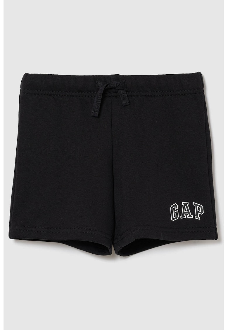 Pantaloni scurti din amestec de bumbac cu imprimeu logo discret - Negru
