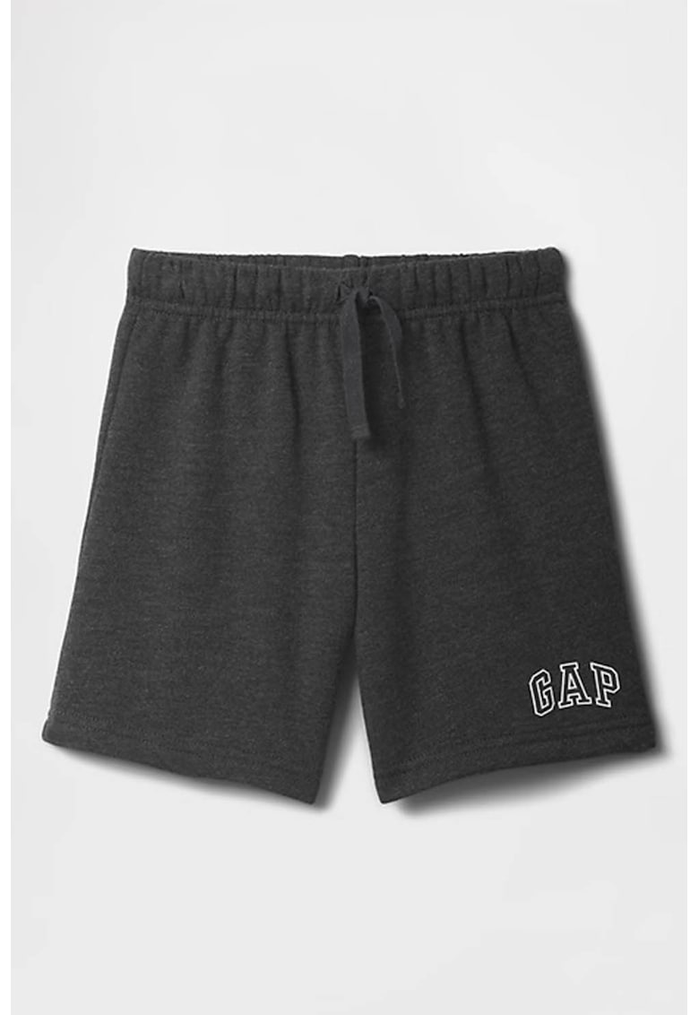 Pantaloni scurti din amestec de bumbac cu imprimeu logo discret - Negru stins
