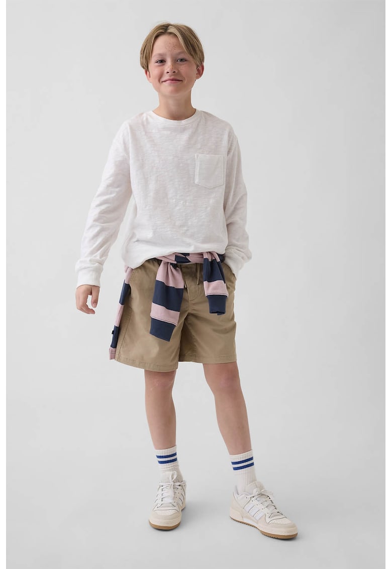 Pantaloni scurti cu snur si buzunare oblice - Maro camel