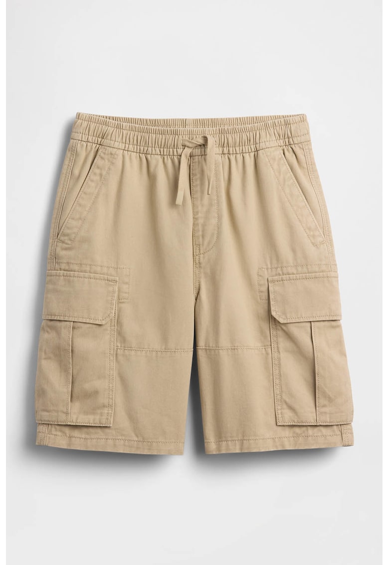 Pantaloni scurti cargo cu snur - Maro camel