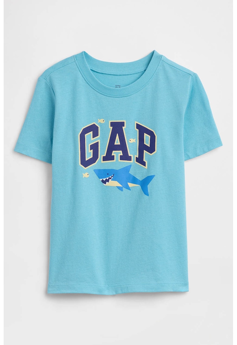 Tricou din bumbac cu imprimeu logo si grafic - Albastru pastel