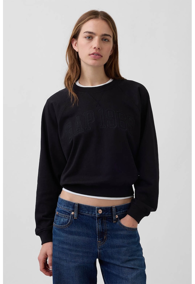 Bluza de trening din amestec de bumbac cu logo brodat - Negru