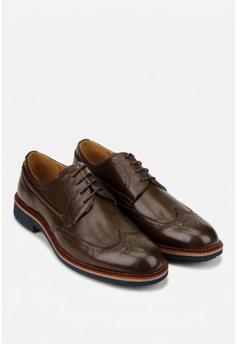 Pantofi barbati din piele naturala - 654875 - Maro