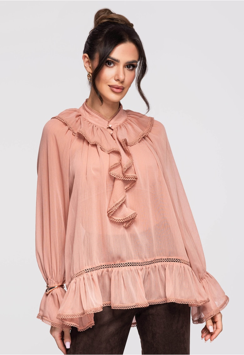 Bluza cu volane OW-TS-E0005 - Roz