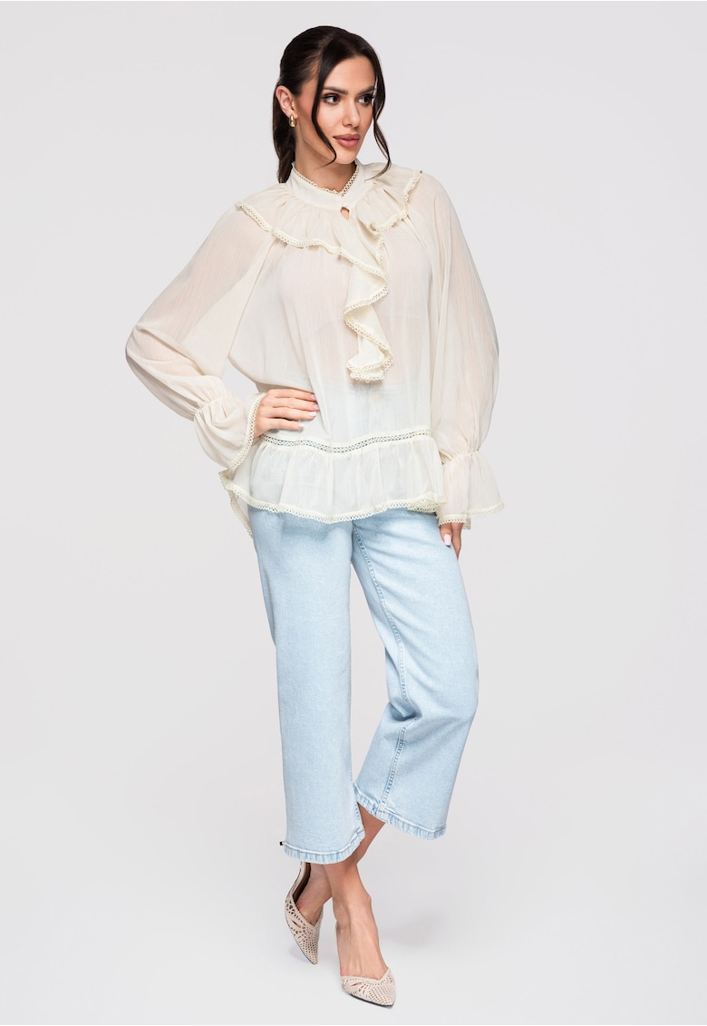 Bluza cu volane OW-TS-E0005 - Negru