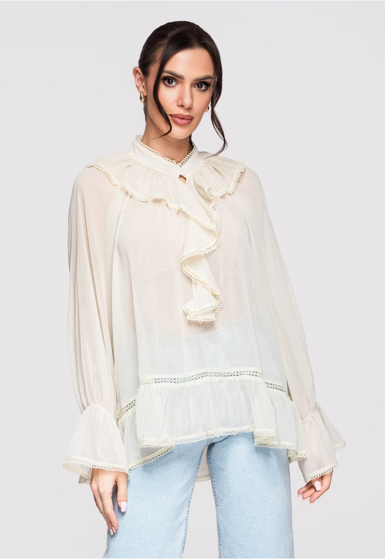 Bluza cu volane OW-TS-E0005 - Bej