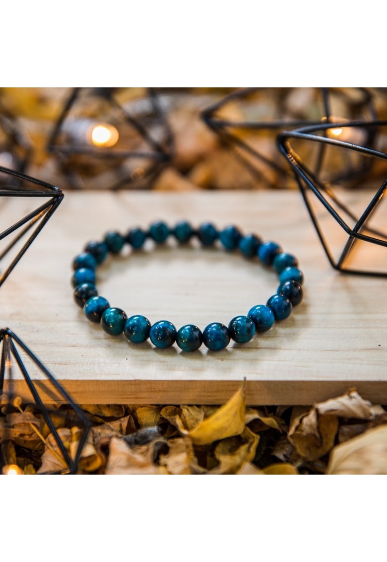 Bratara cu pietre semipretioase - Ochi de Tigru Royal Blue - pentru barbati - margele de 8 mm
