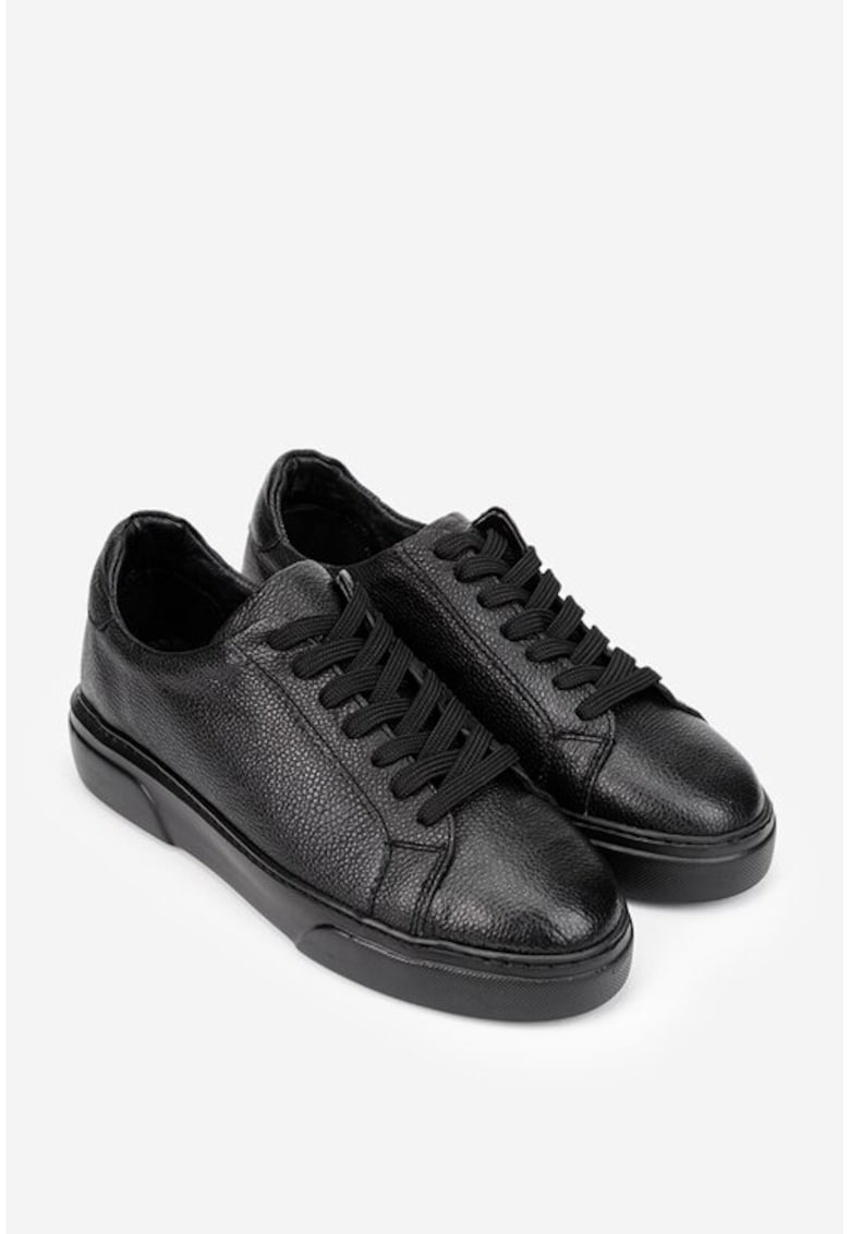 Pantofi eleganti barbati din piele texturata neagra - Negru