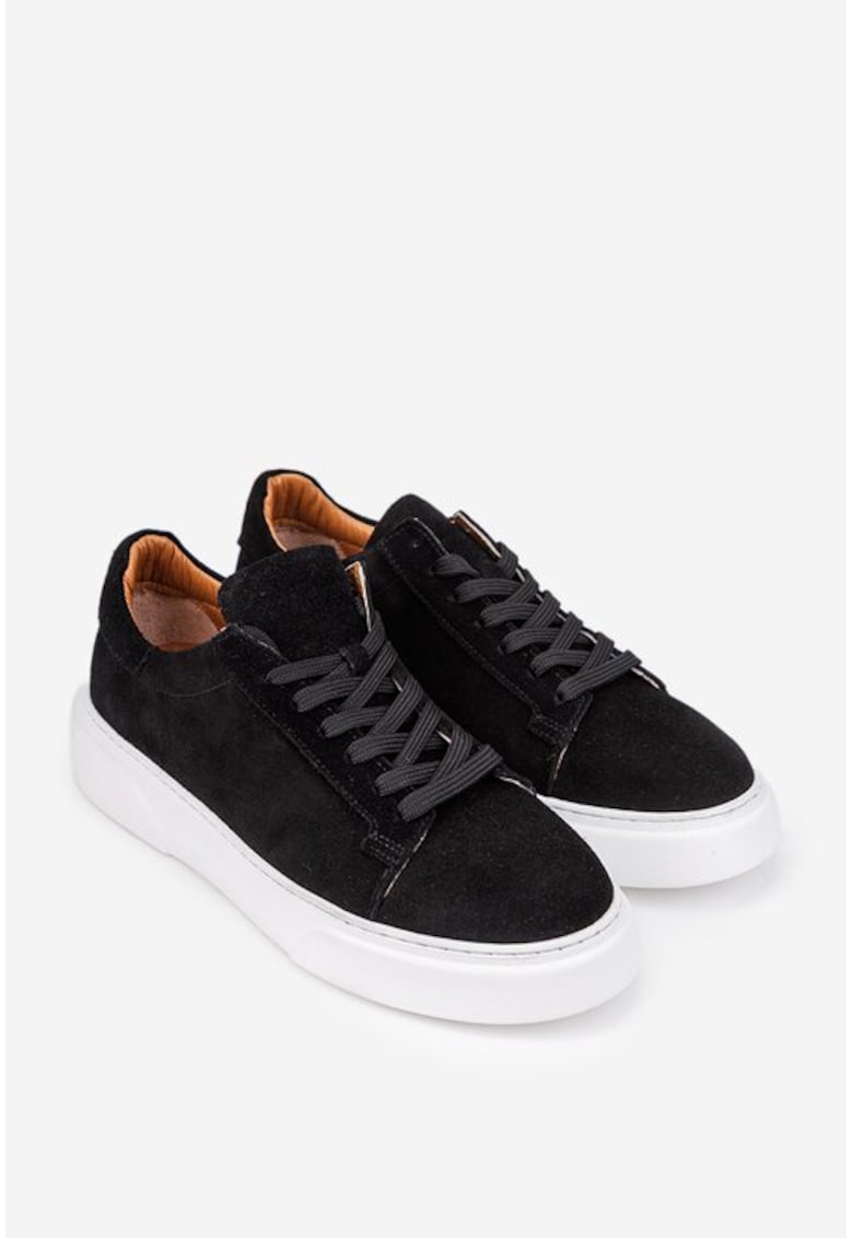 Pantofi barbati din piele intoarsa neagra