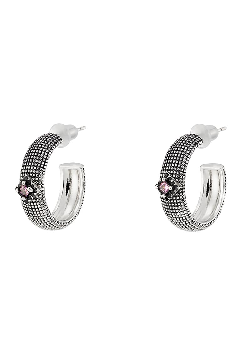Cercei cu pietre zirconia Natrix - Negru/Argintiu