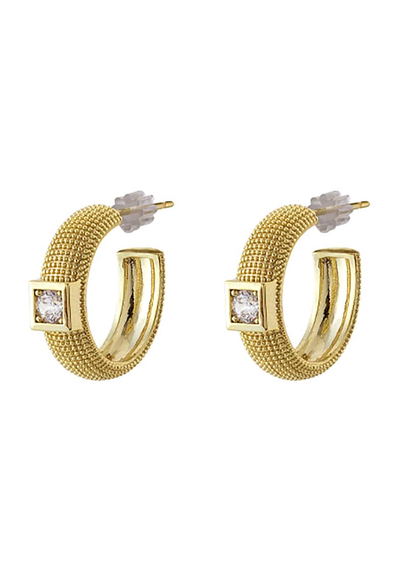 Cercei placati cu aur de 18K si pietre zirconia Natrix - Auriu