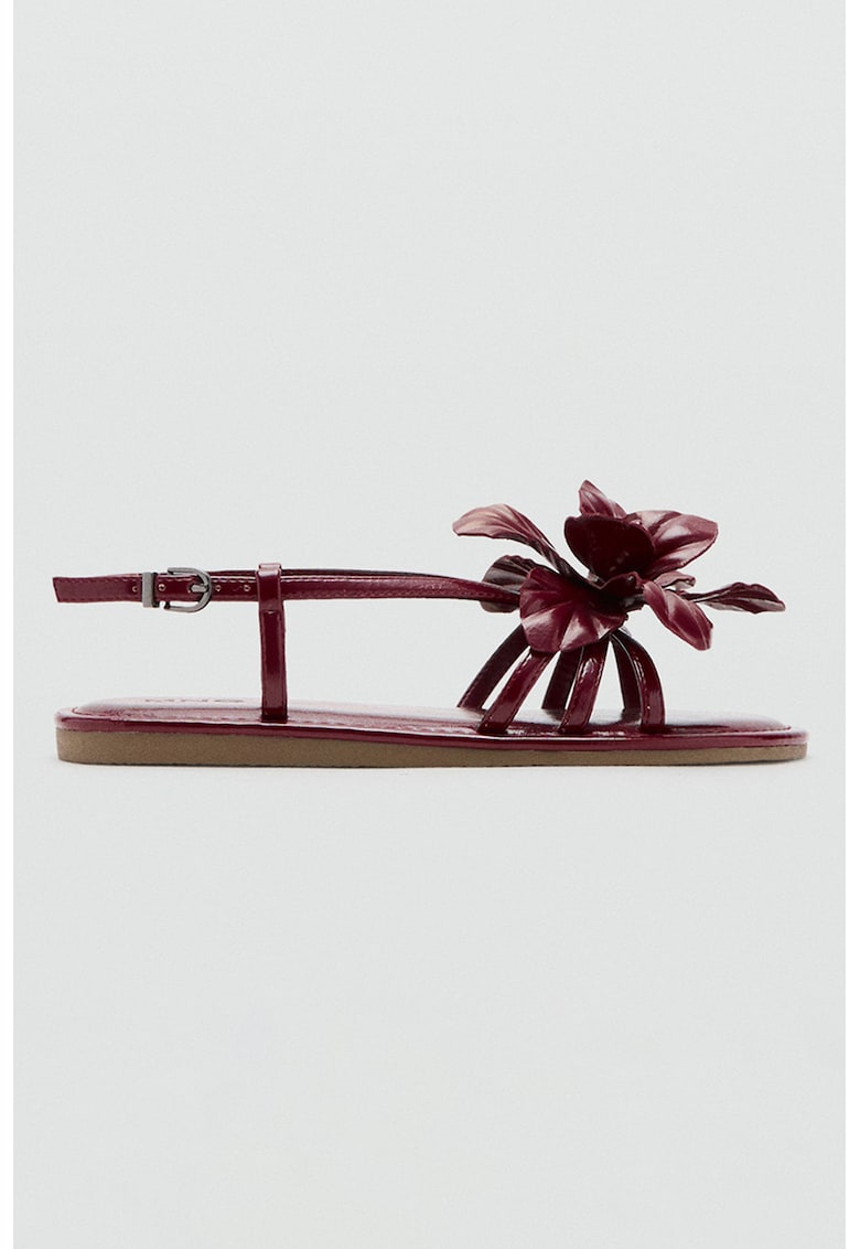 Sandale flatform din piele ecologica - Visiniu
