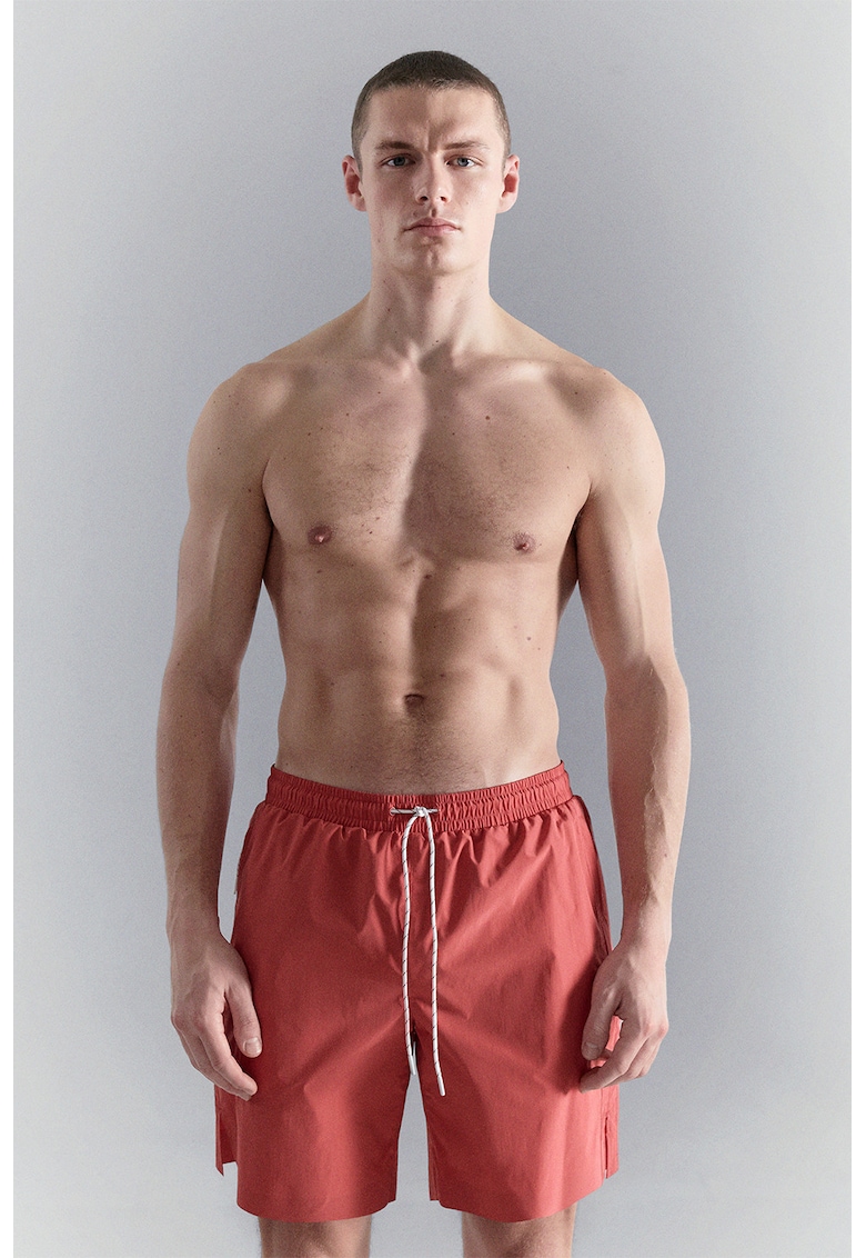 Pantaloni scurti de baie cu snur in talie - Coral