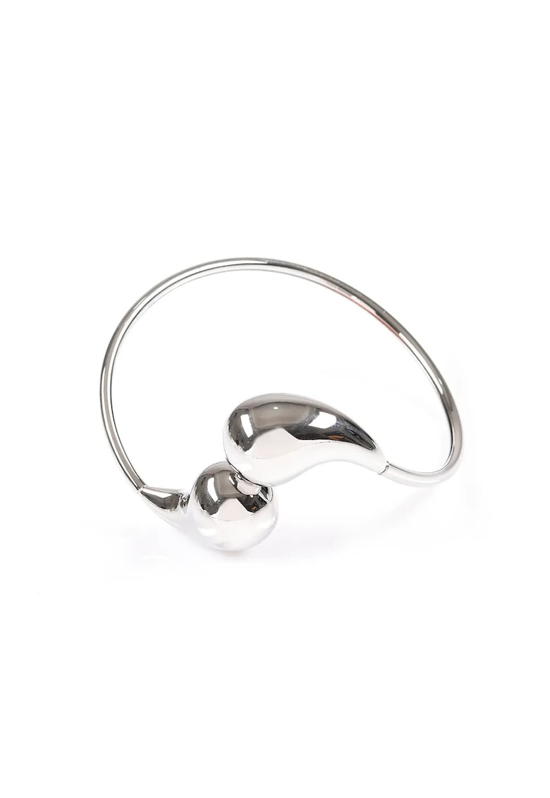 Bratara argintie - aliaj zinc - design fluid modern - diametru 6.5 cm