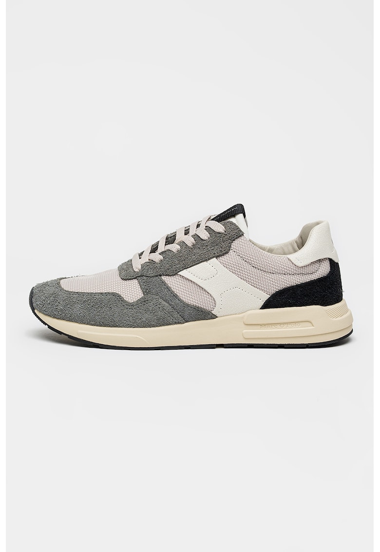 Pantofi sport Josef cu garnituri de piele intoarsa - Gri deschis/Alb murdar