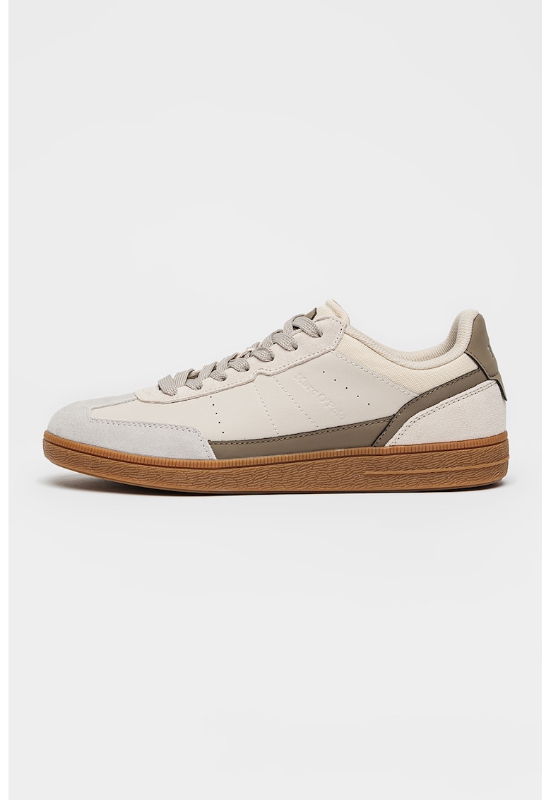 Pantofi sport low-cut cu garnituri de piele intoarsa - Maro taupe/Caramel/Alb murdar