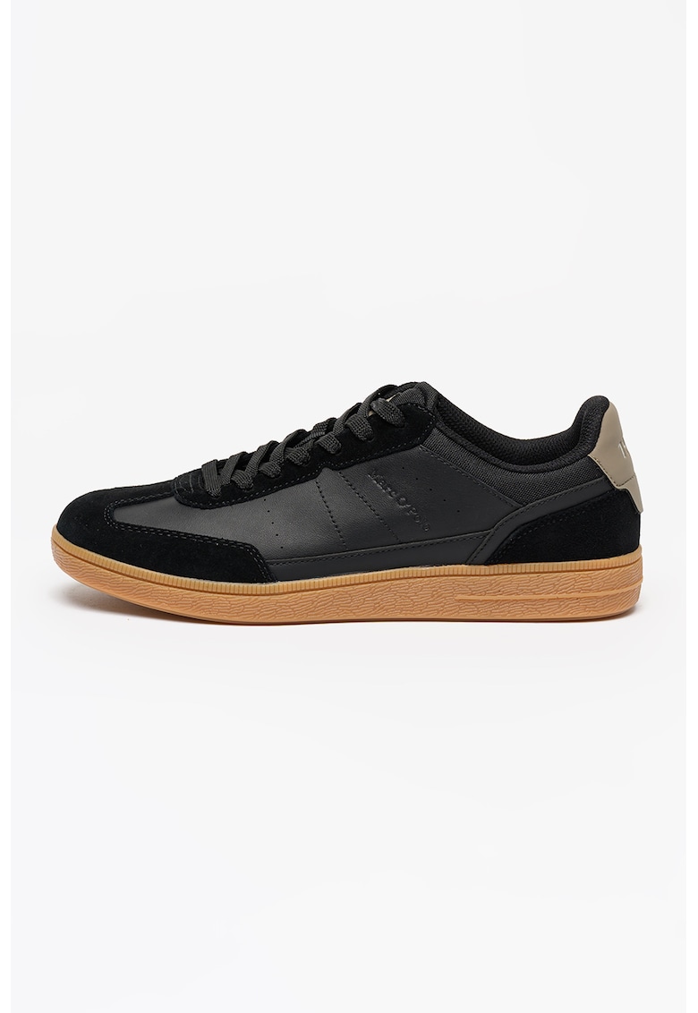 Pantofi sport low-cut cu garnituri de piele intoarsa - Negru