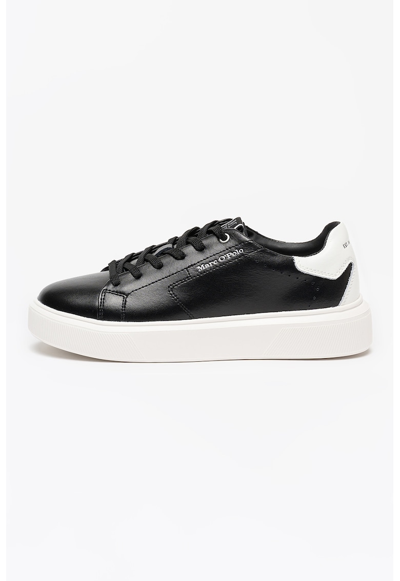Pantofi sport low-cut din piele - Negru/Alb murdar