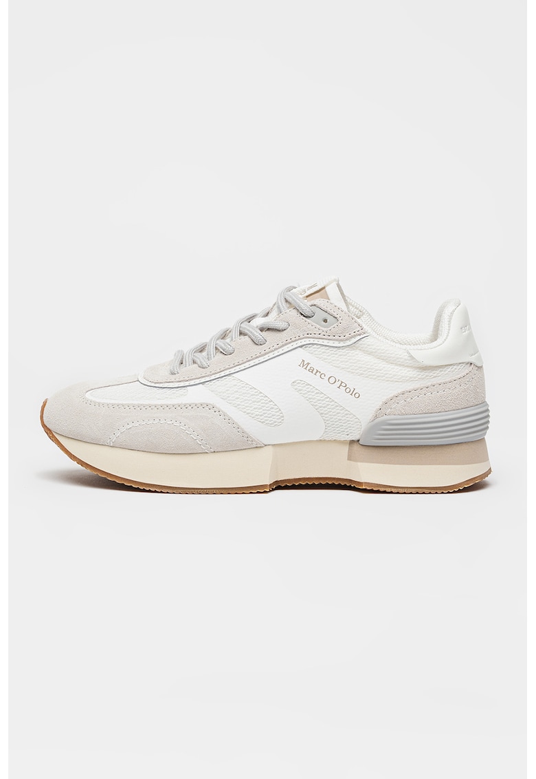 Pantofi sport Mara din piele intoarsa cu insertii de plasa - Gri deschis/Alb murdar/Bej deschis
