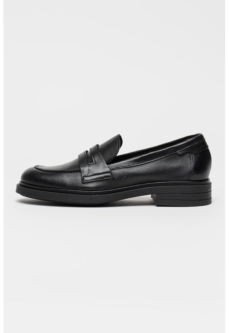 Pantofi loafer de piele cu varf rotund Paula - Negru