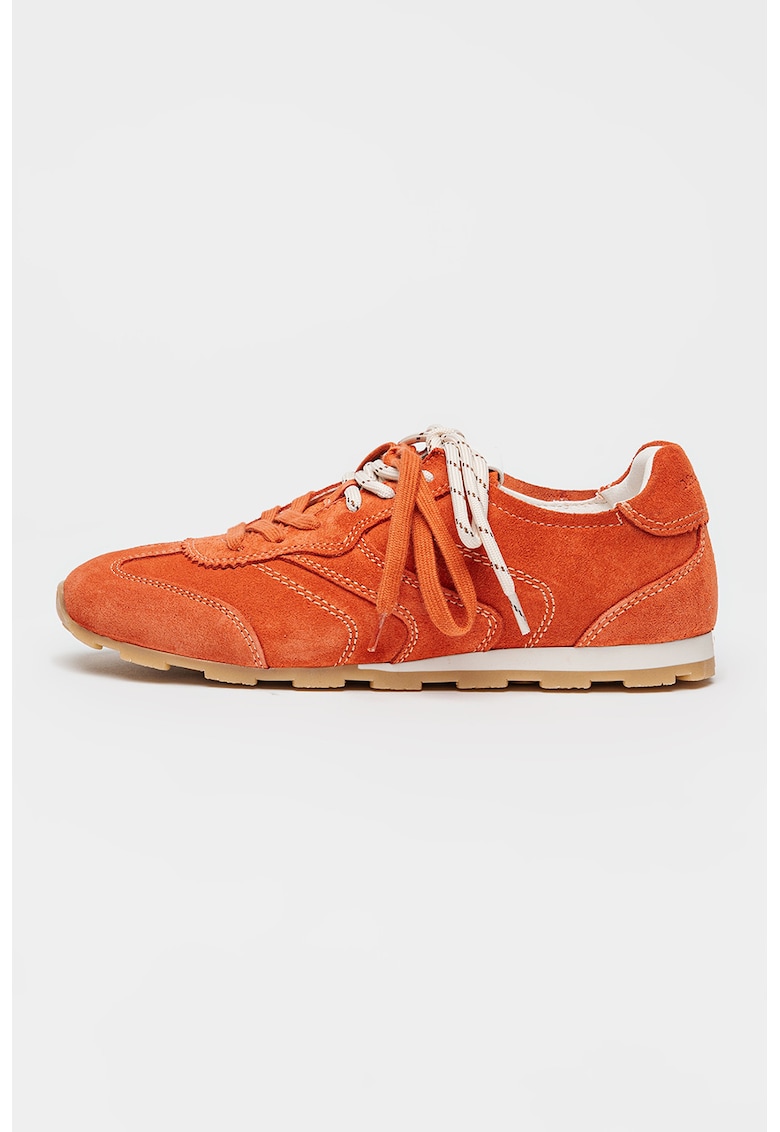 Pantofi sport Fabiana din piele intoarsa cu sireturi decorative - Coral