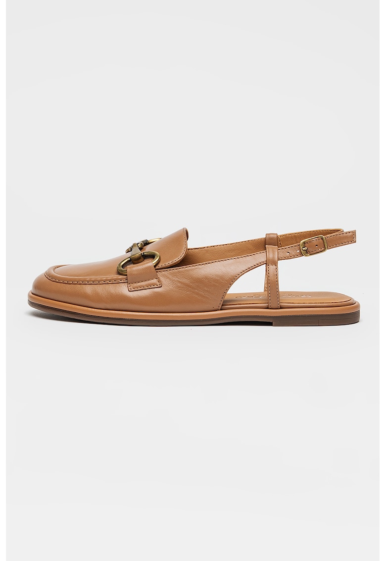 Sandale slingback de piele cu detaliu metalic Alva - Caramel