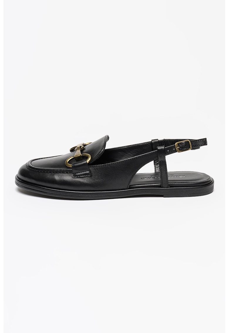 Sandale slingback de piele cu detaliu metalic Alva - Negru