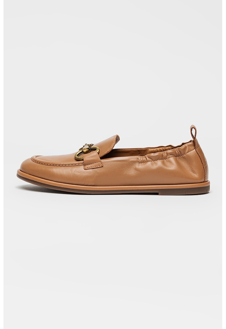 Pantofi loafer din piele cu detaliu metalic Alva - Caramel