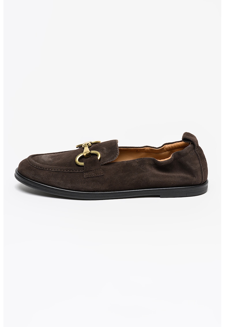 Pantofi loafer din piele intoarsa Alva - Maro inchis