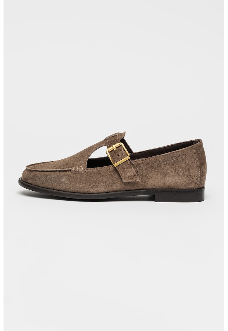 Pantofi loafer din piele intoarsa cu catarama Fiona - Maro taupe