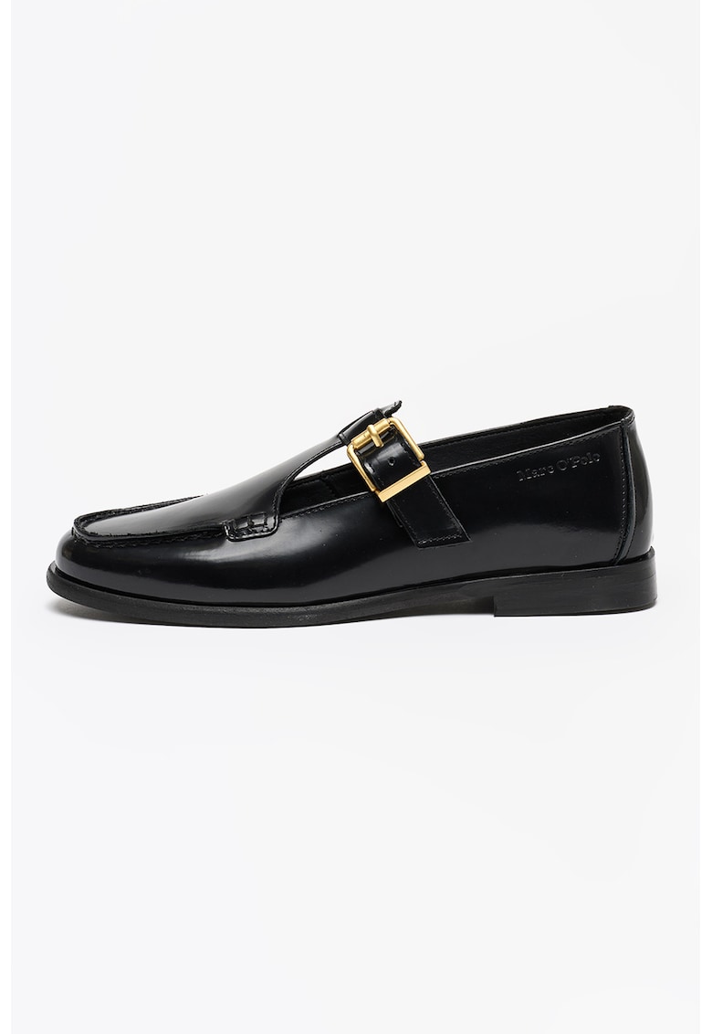 Pantofi loafer de piele cu catarama Fiona - Negru