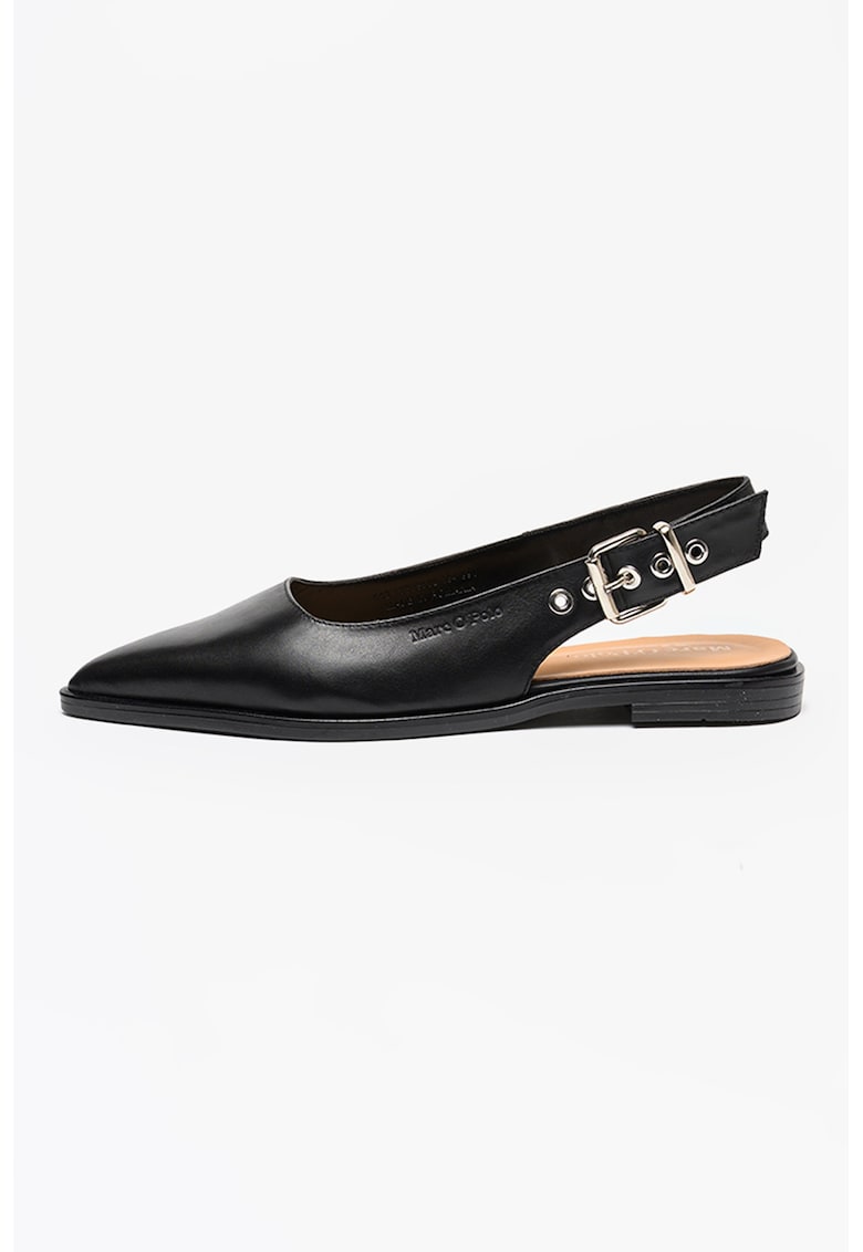 Balerini slingback de piele cu varf ascutit Camilla - Negru