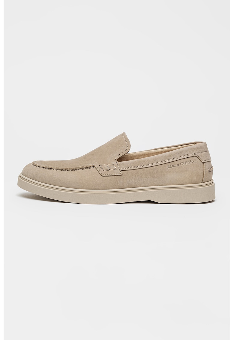 Pantofi loafer uni de piele - Maro taupe deschis