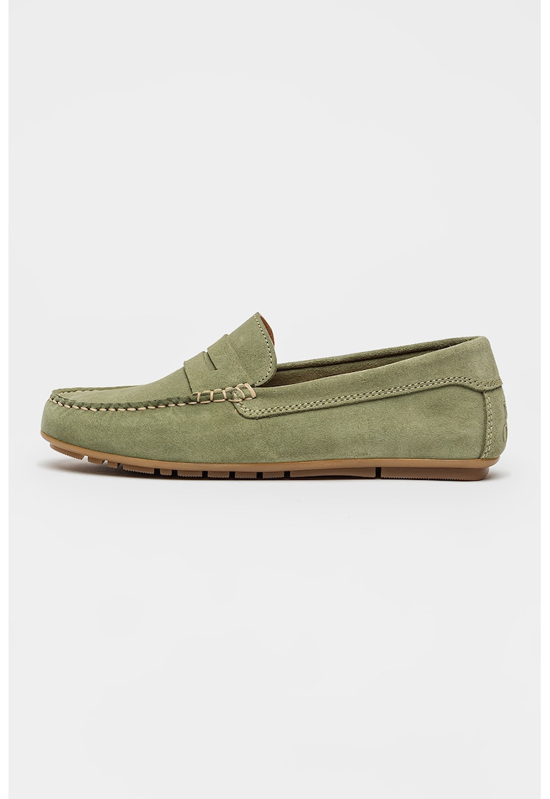 Mocasini de piele intoarsa - Verde pal