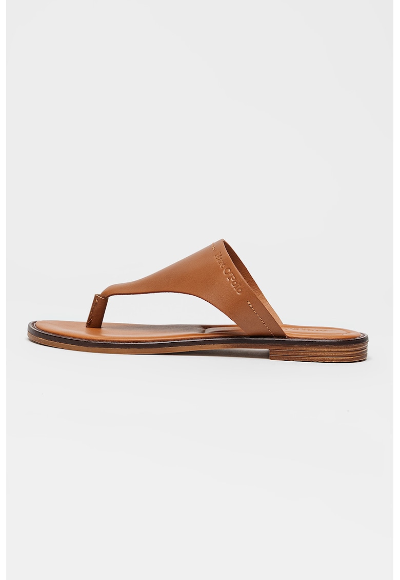 Papuci flip-flop de piele - Caramel