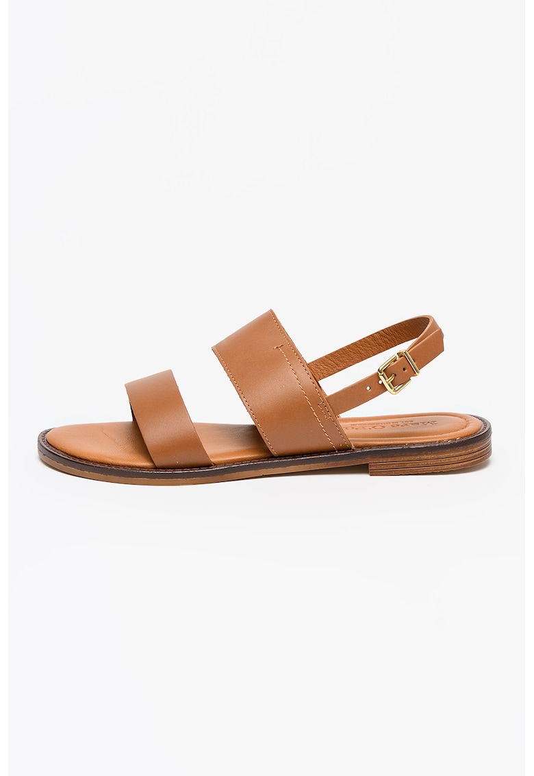 Sandale de piele cu barete late - Caramel