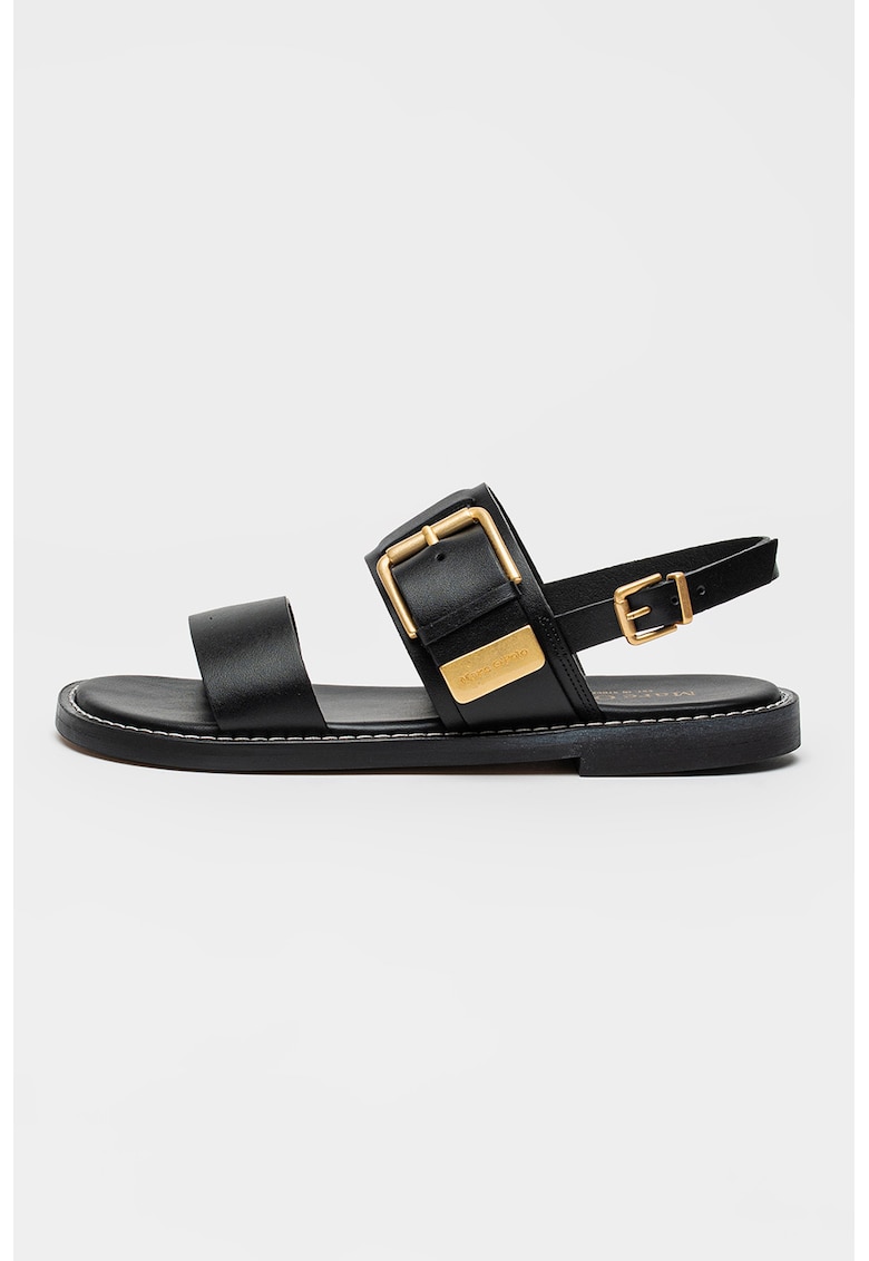 Sandale de piele cu catarama decorativa - Negru