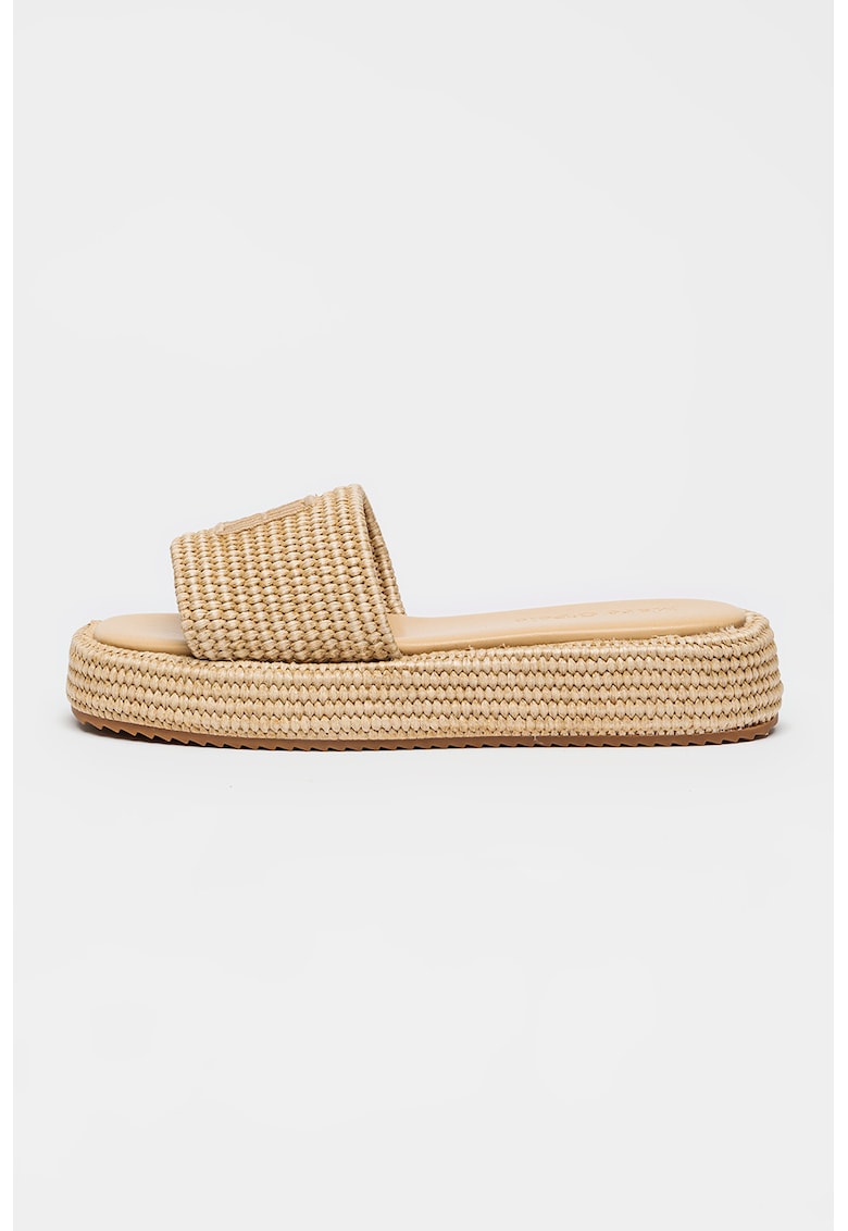Papuci flatform tesuti - Bej deschis