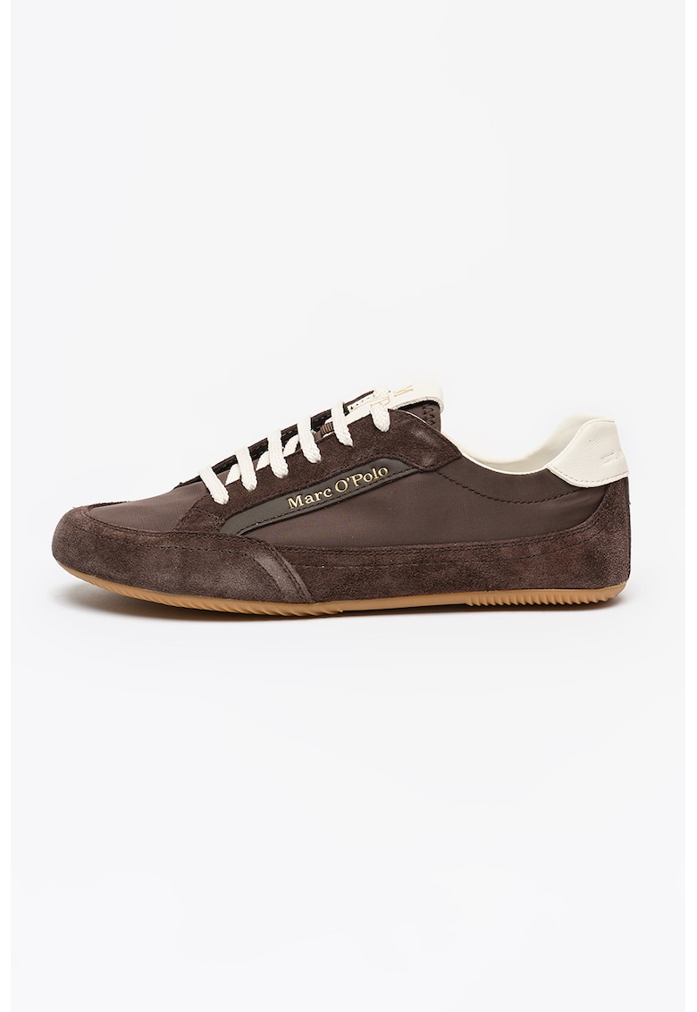 Pantofi sport din piele intoarsa cu insertii din material textil - Maro pamantiu