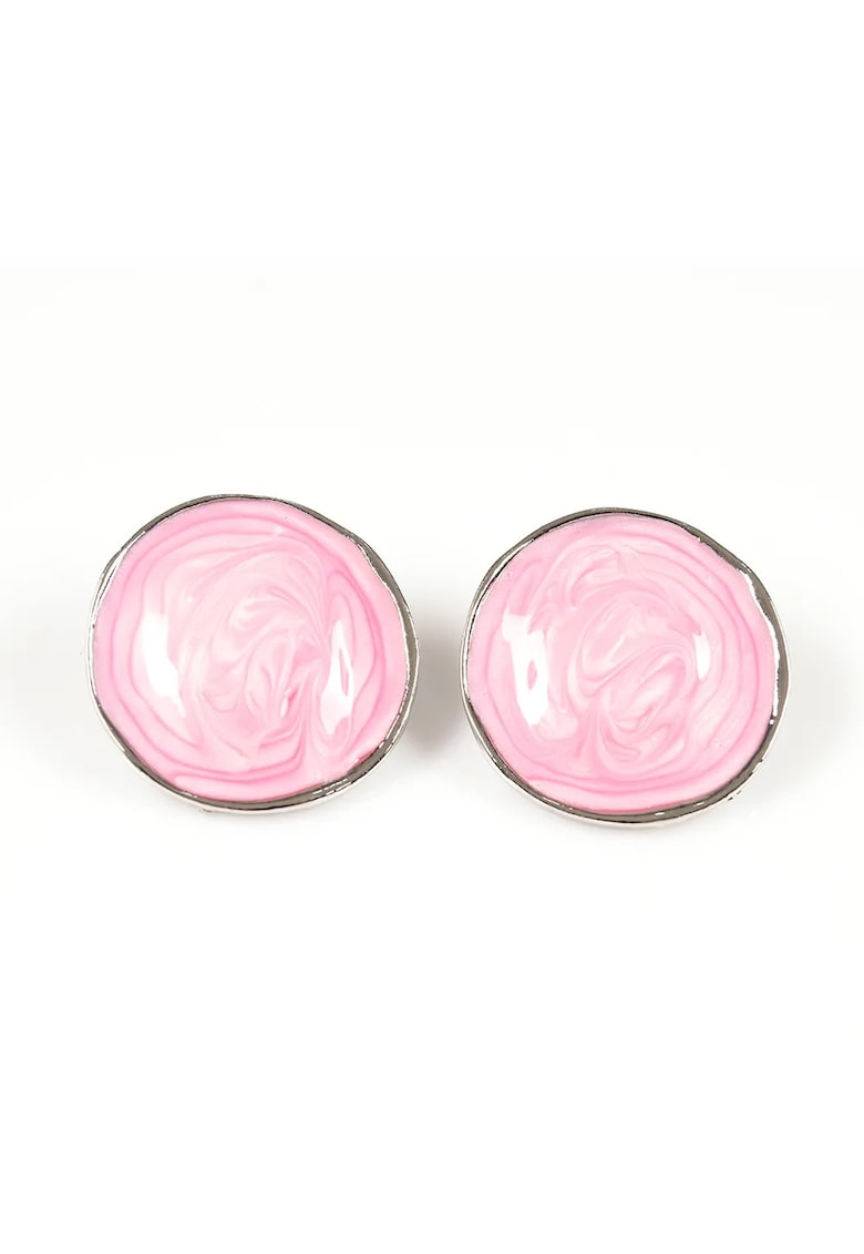 Cercei rotunzi roz cu efect marmorat