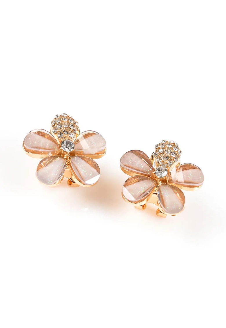 Cercei aurii cu design floral - 2x2cm