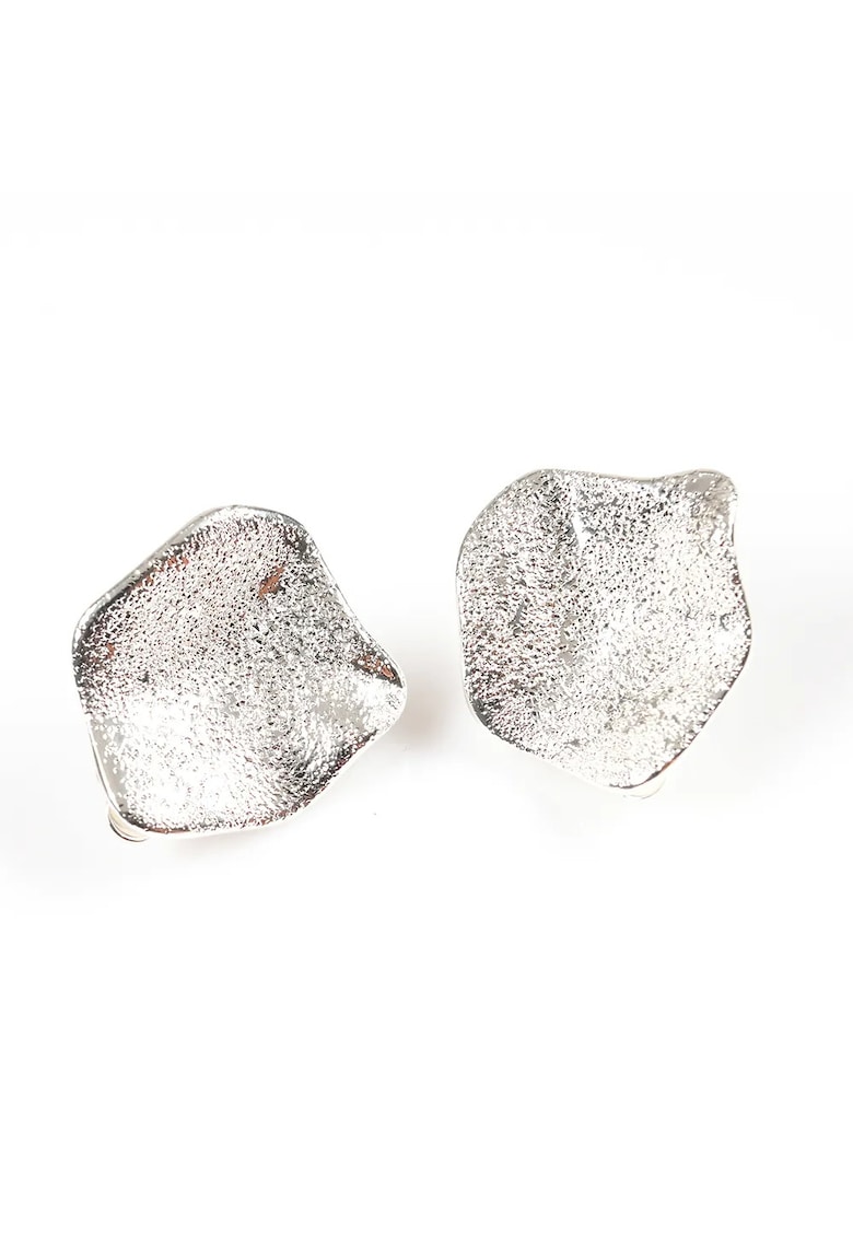 Cercei argintii texturat 2.5x2.5cm
