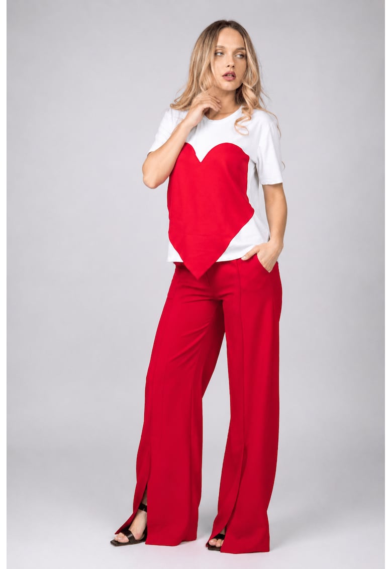 Pantaloni cu croiala ampla si slituri frontale