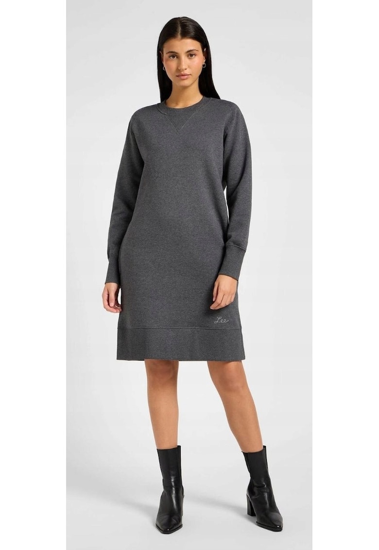 Rochie lunga - Raglan Sweatshirt Dress - gri - bumbac cu poliester - doua buzunare laterale