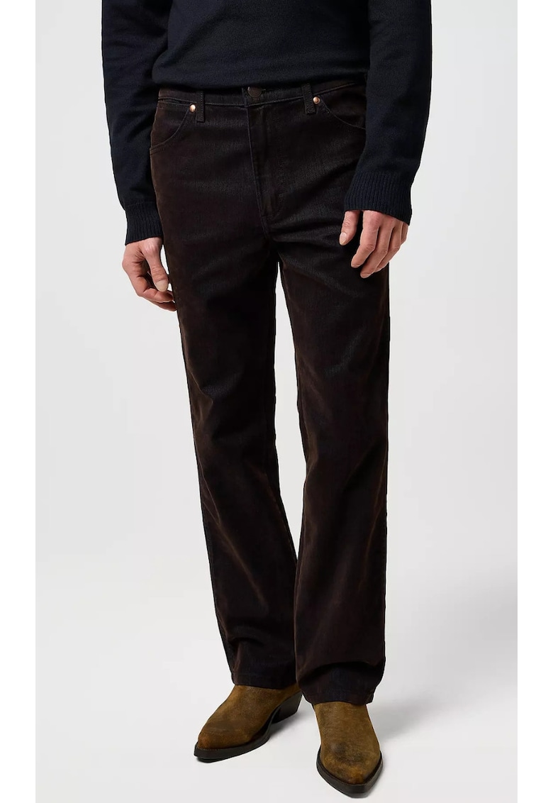 Pantaloni barbati 112371607 - Maro inchis - Bumbac -