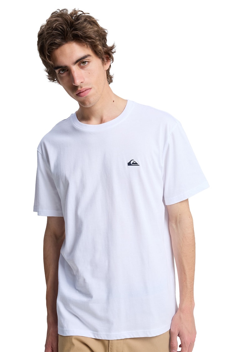 Tricou de bumbac cu decolteu la baza gatului - Alb optic